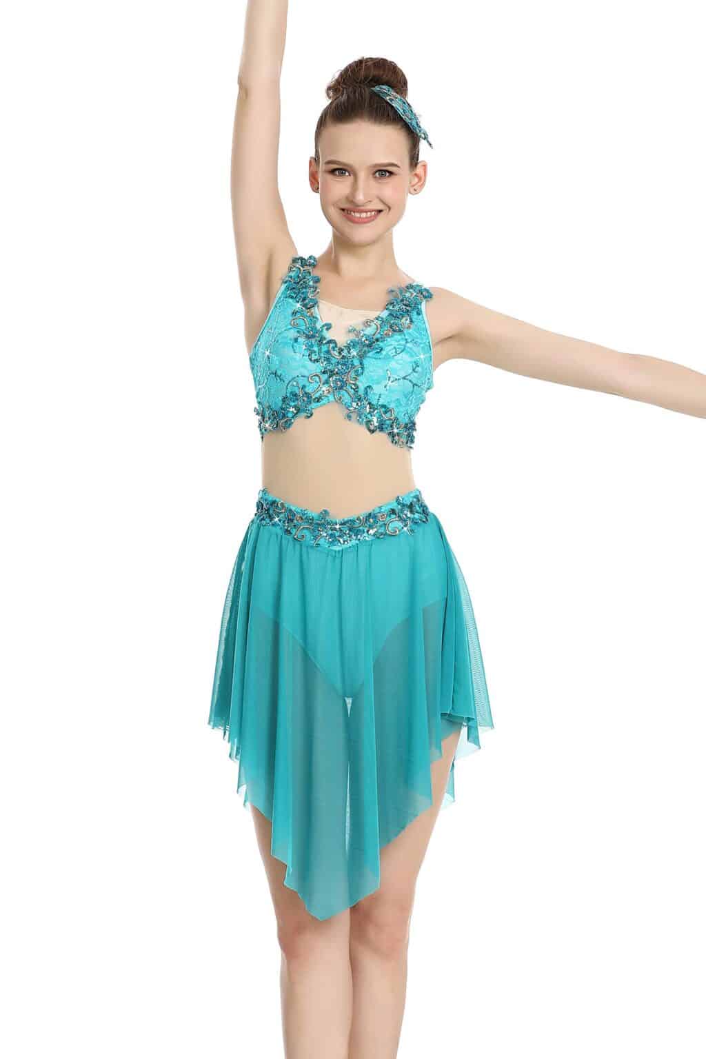 Blue/red contemporary/Lyrical Dancewear with skirt